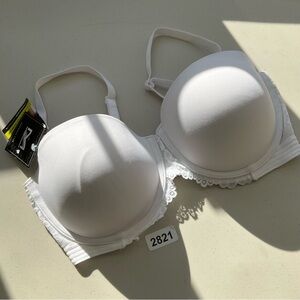 Maidenform Bra White 38D Convertible Strap Extreme Push Ups New